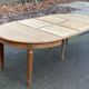 Renovated round Art Deco dining table in solid oak, 1950, 230cm extendable.