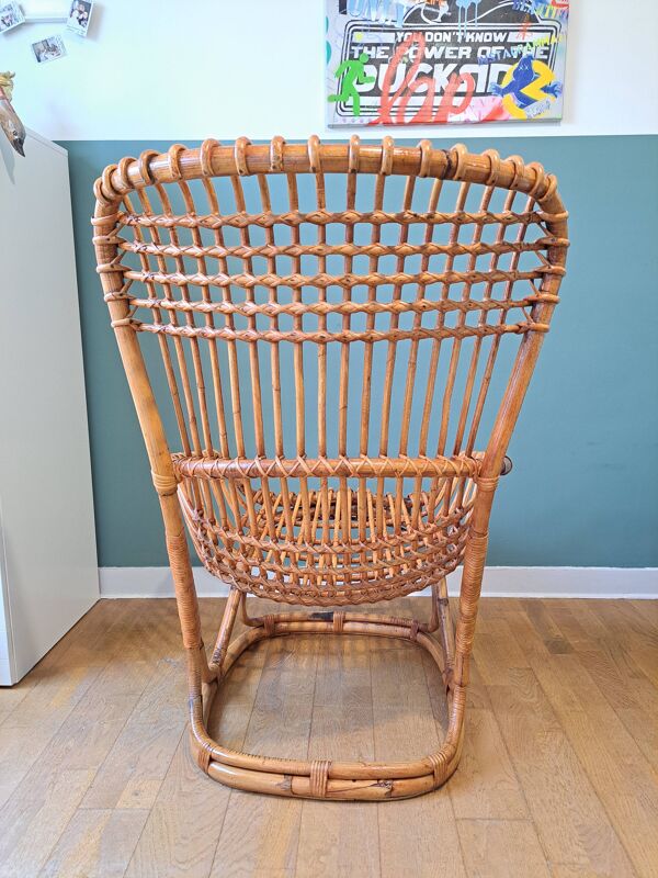 Fauteuil en rotin par Tito Agnoli
