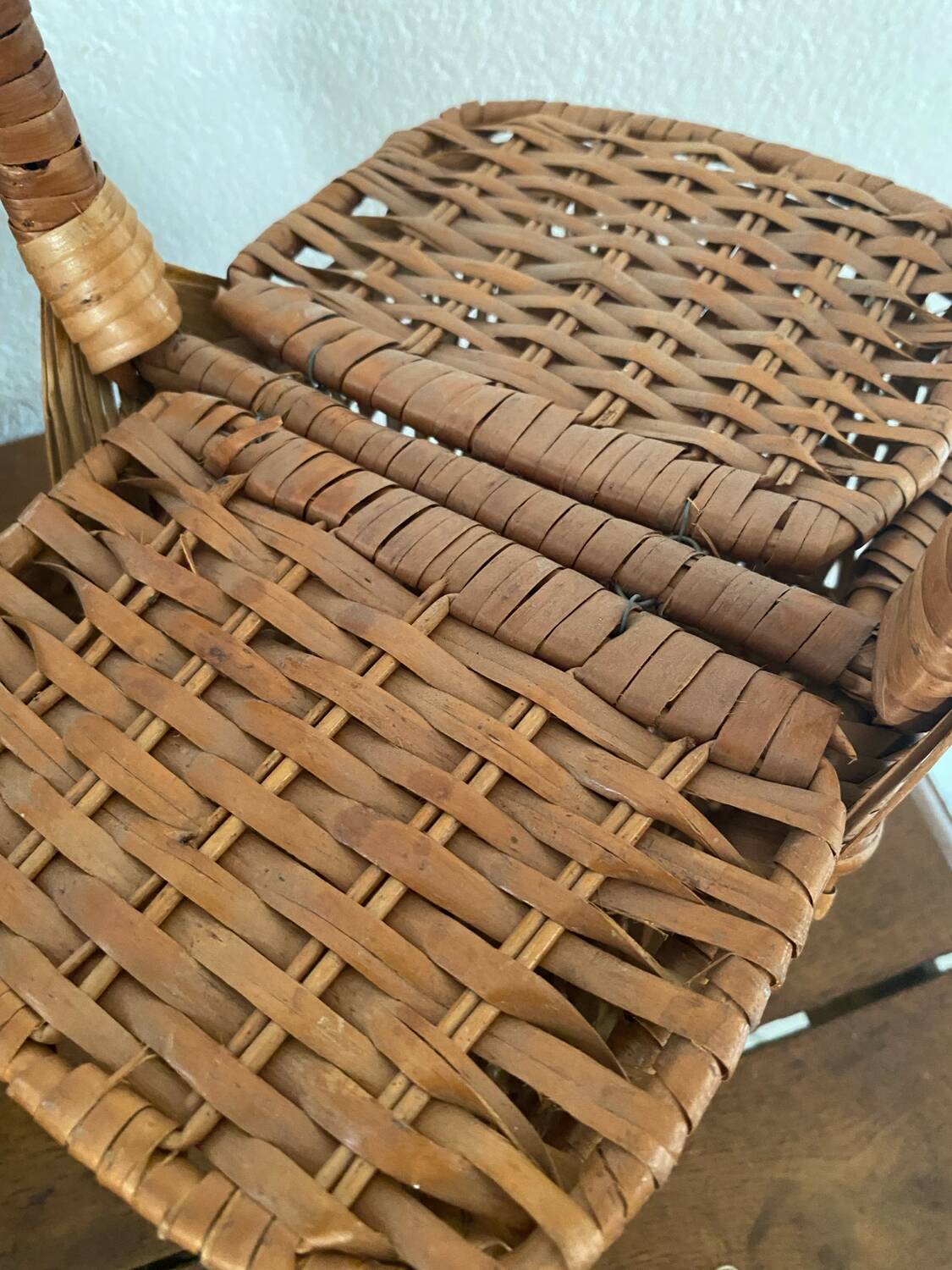 Old baskets and woven wicker basket.