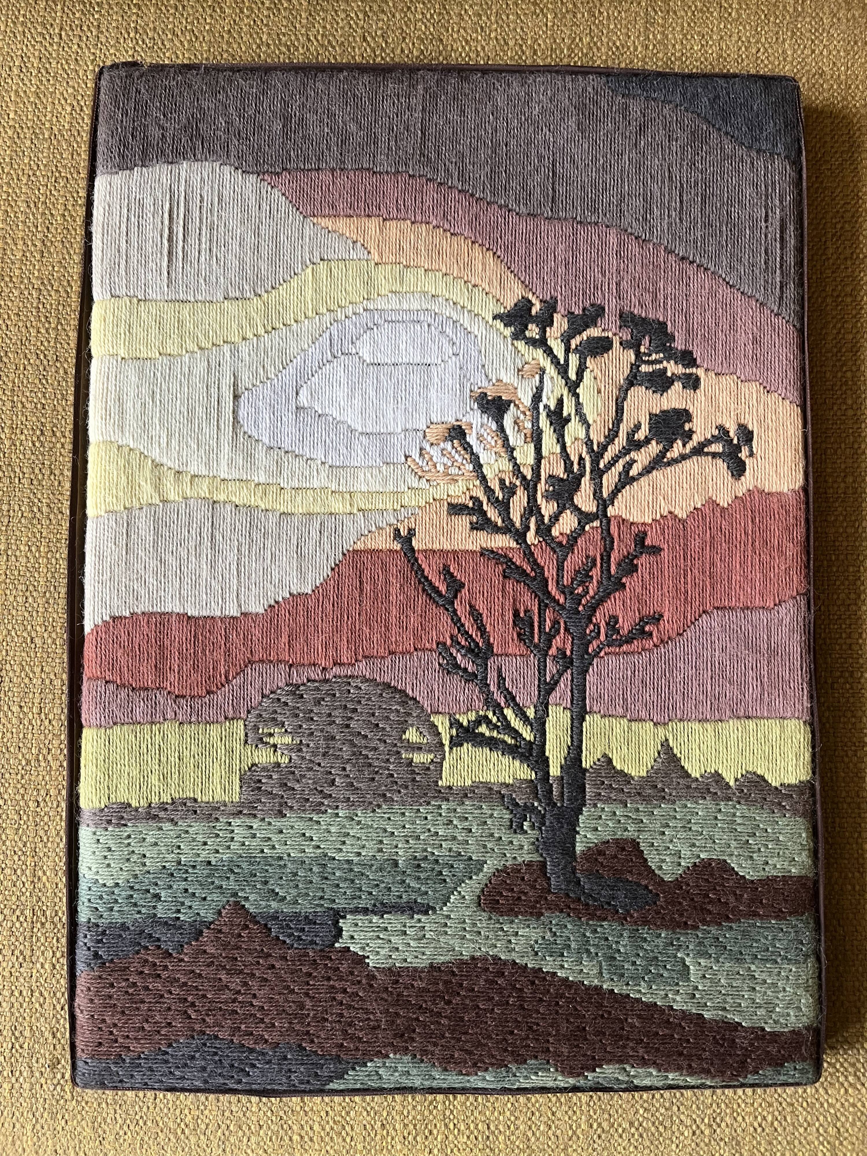 70's Tapestry Landscape Tree Silhouette