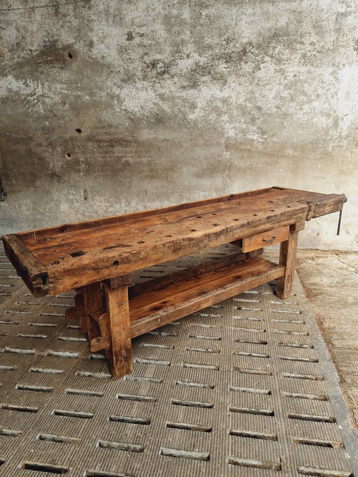 Antique workbench oak, beech side table