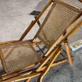 Steamer folding lounge chair with walnut frame 1910