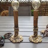 Pair of bronze bedside lamp, 19th