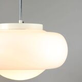 Mid-century italian chrome and opaline pendant lamp