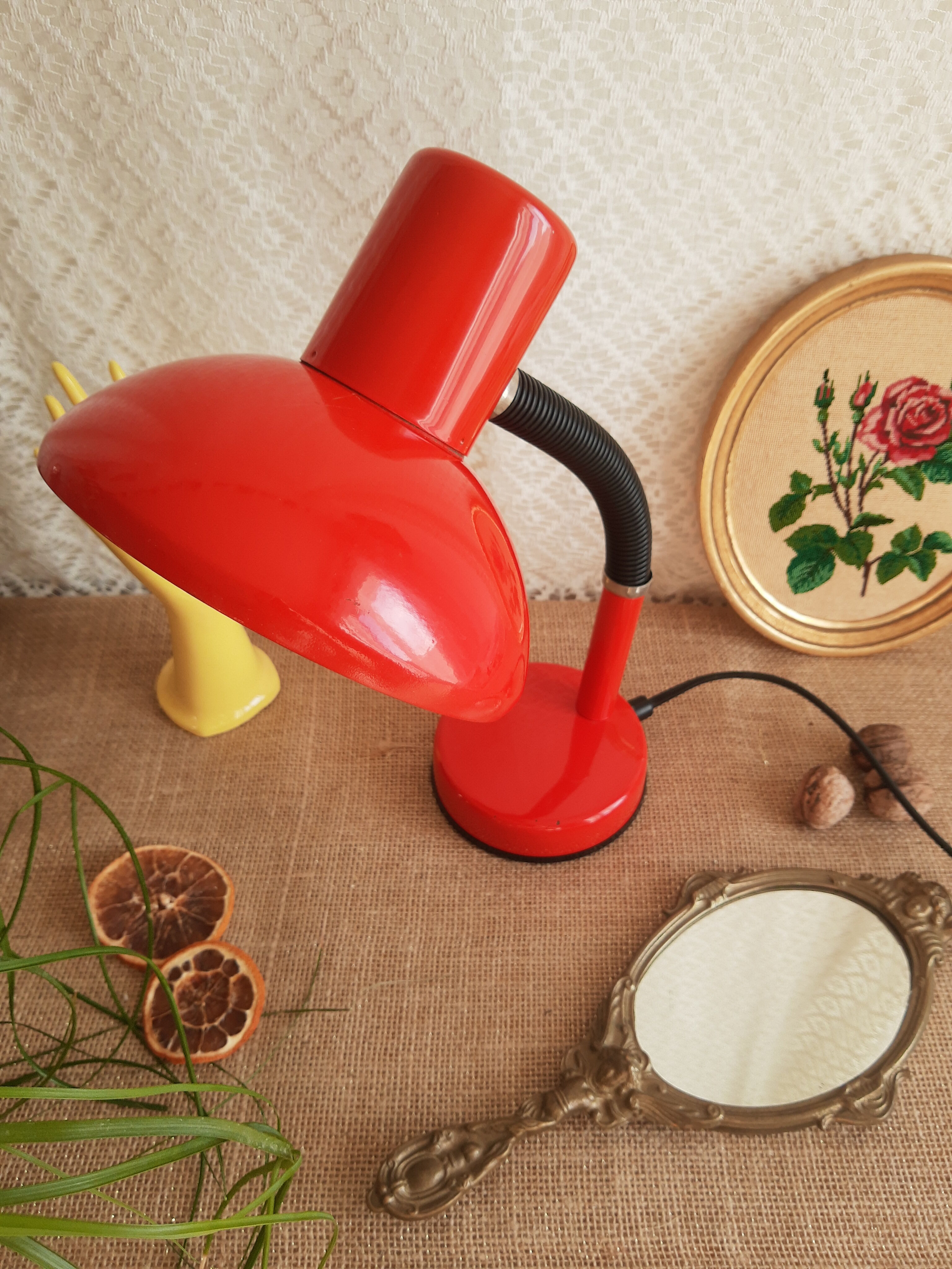 Vintage red orange desk lamp