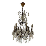 6-light chandelier in bronze and cut crystal from the early 20th century - 1mx50cm