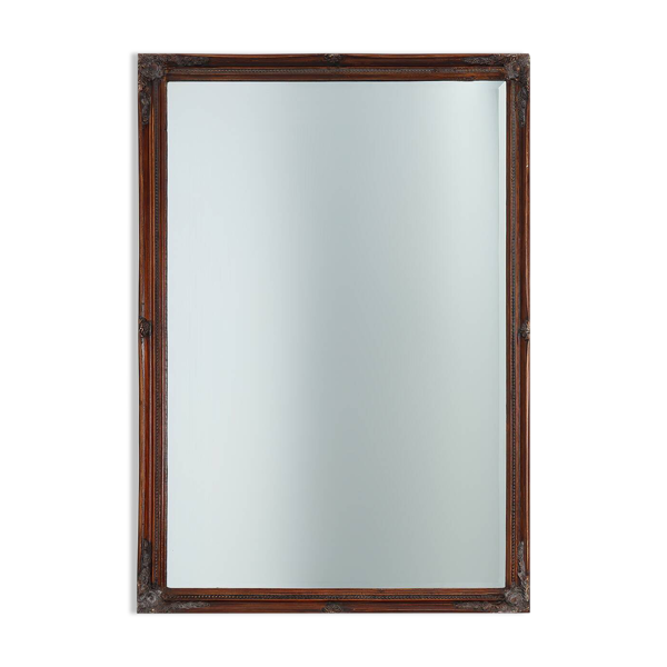 Miroir ancien français à facettes en bois sculpté, vers 1850