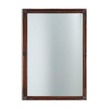 Miroir ancien français à facettes en bois sculpté, vers 1850