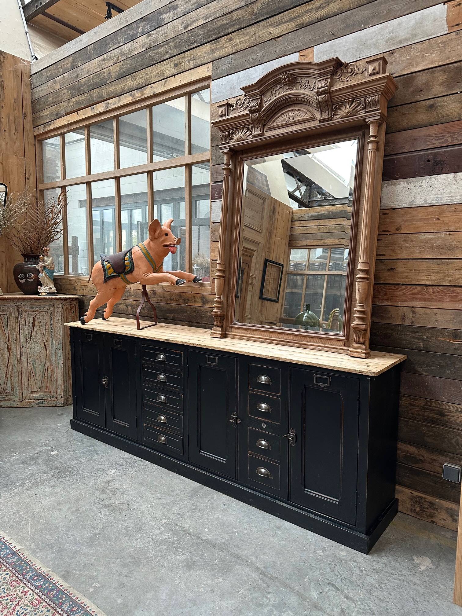 Walnut mirror, late 19th century