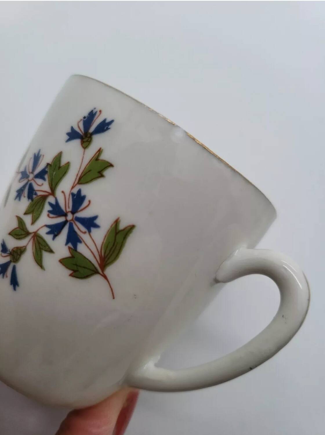 Porcelain Coffee Mug with Cornflower Decor