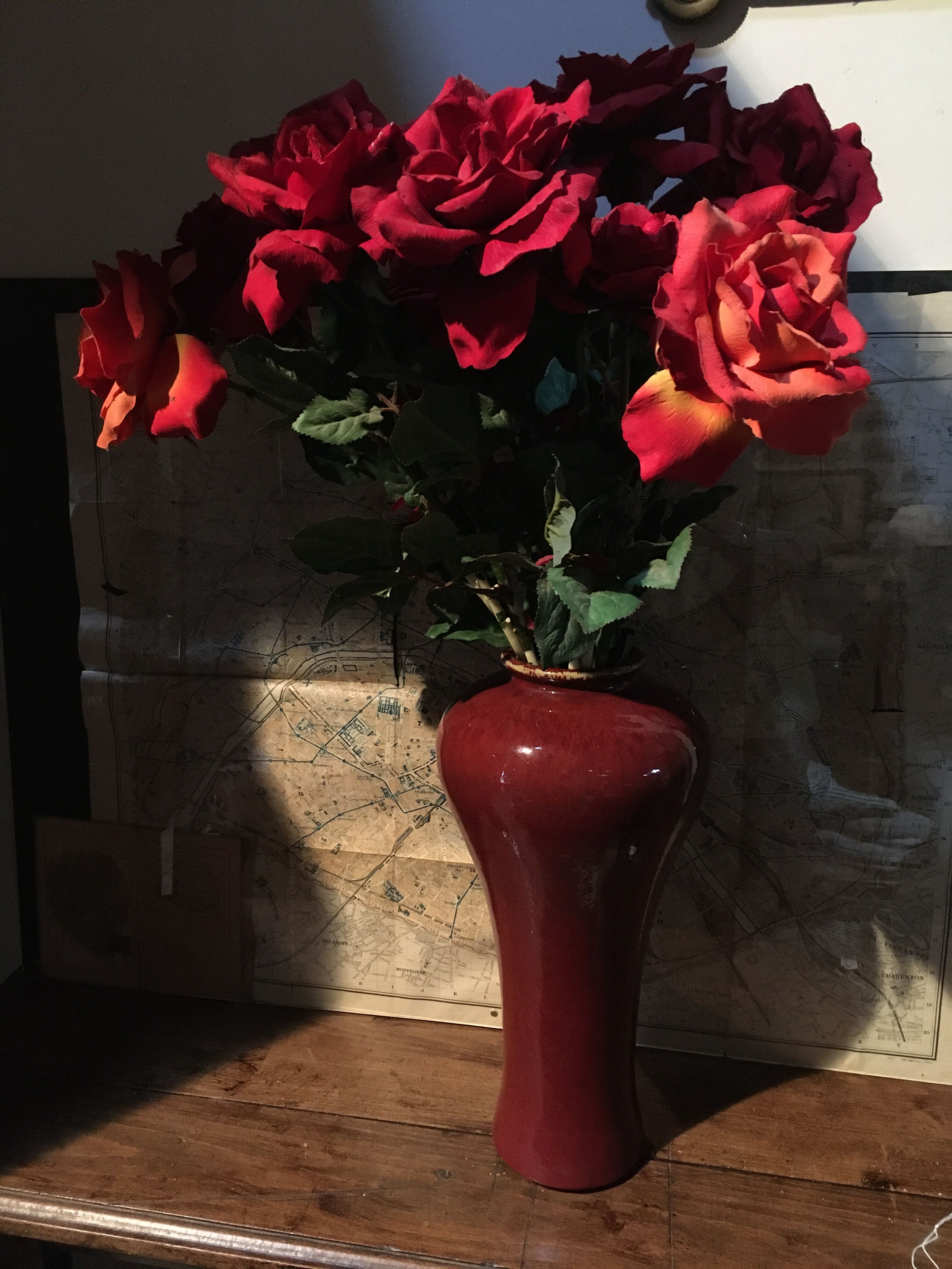 Red ceramic vase