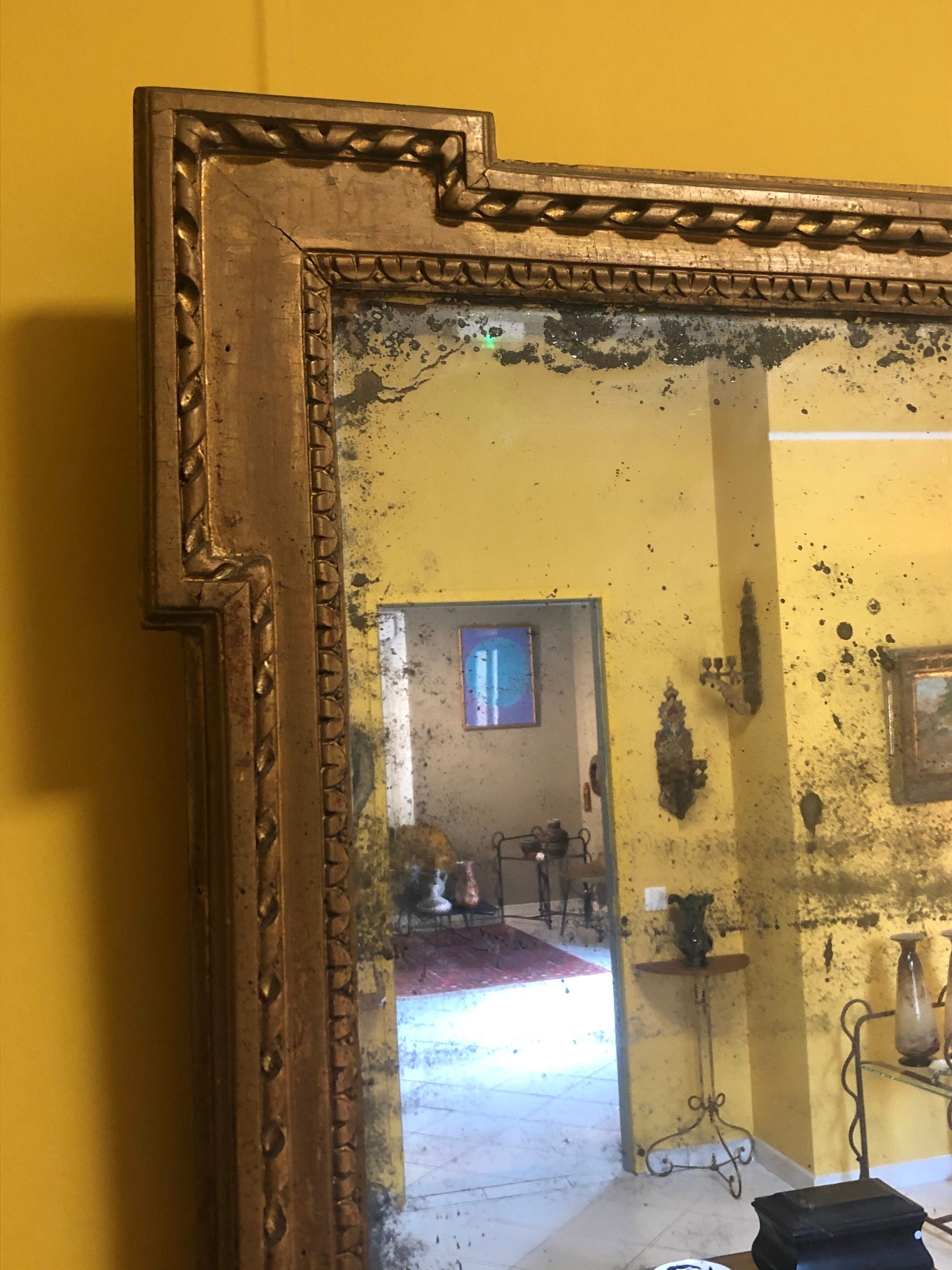 Louis XVI mirror, mercury glass and gilded wood - 80x70cm