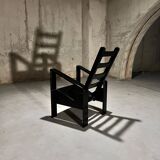 Black Lacquered Oak Modernist Armchair, 1960