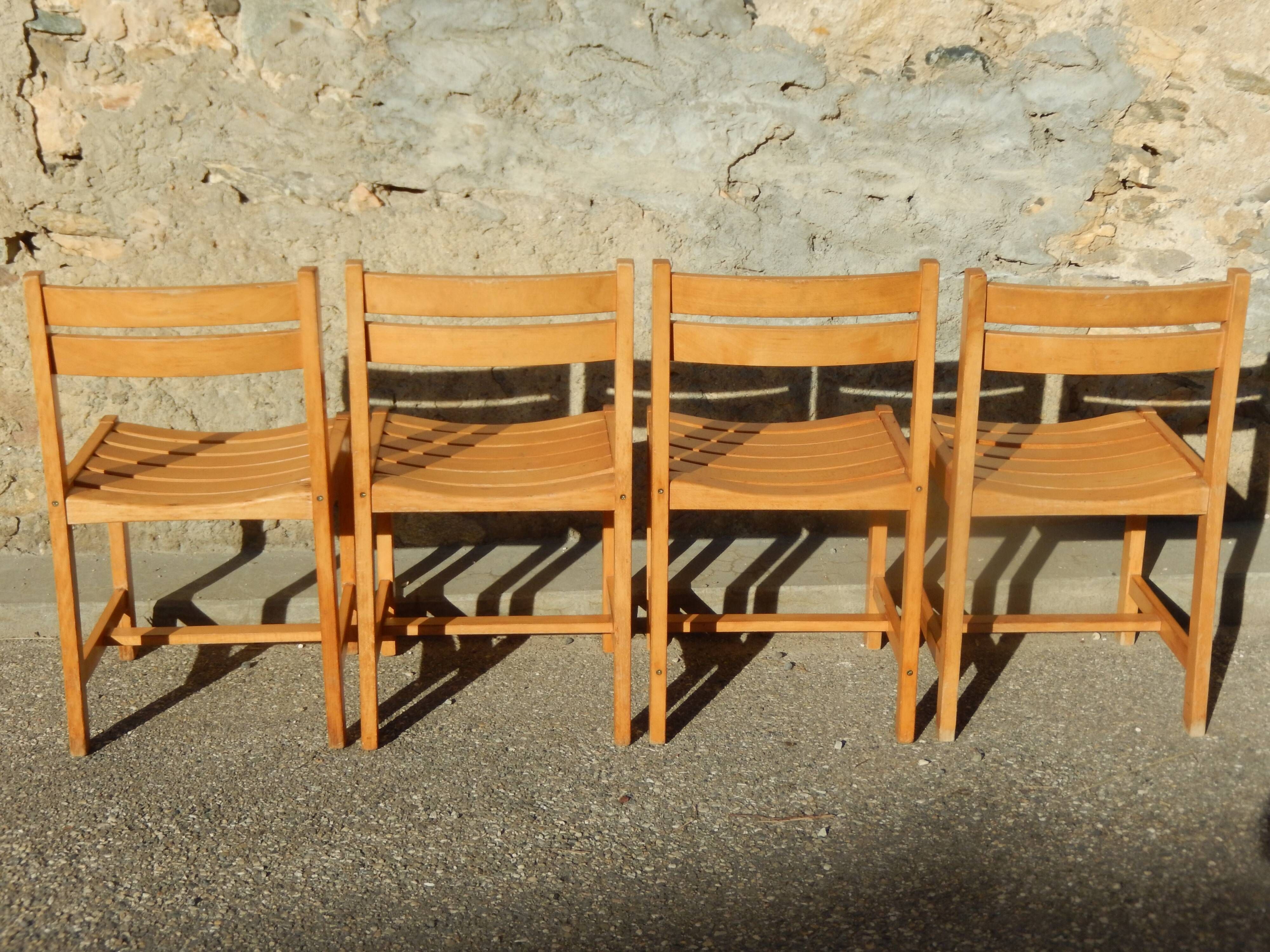 4 wooden chairs in Scandinavian style by André Sornay - dlg de Regain / Perriand