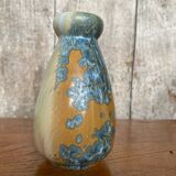 Old mougin style vase ceramic beige crystallized enamel blue france
