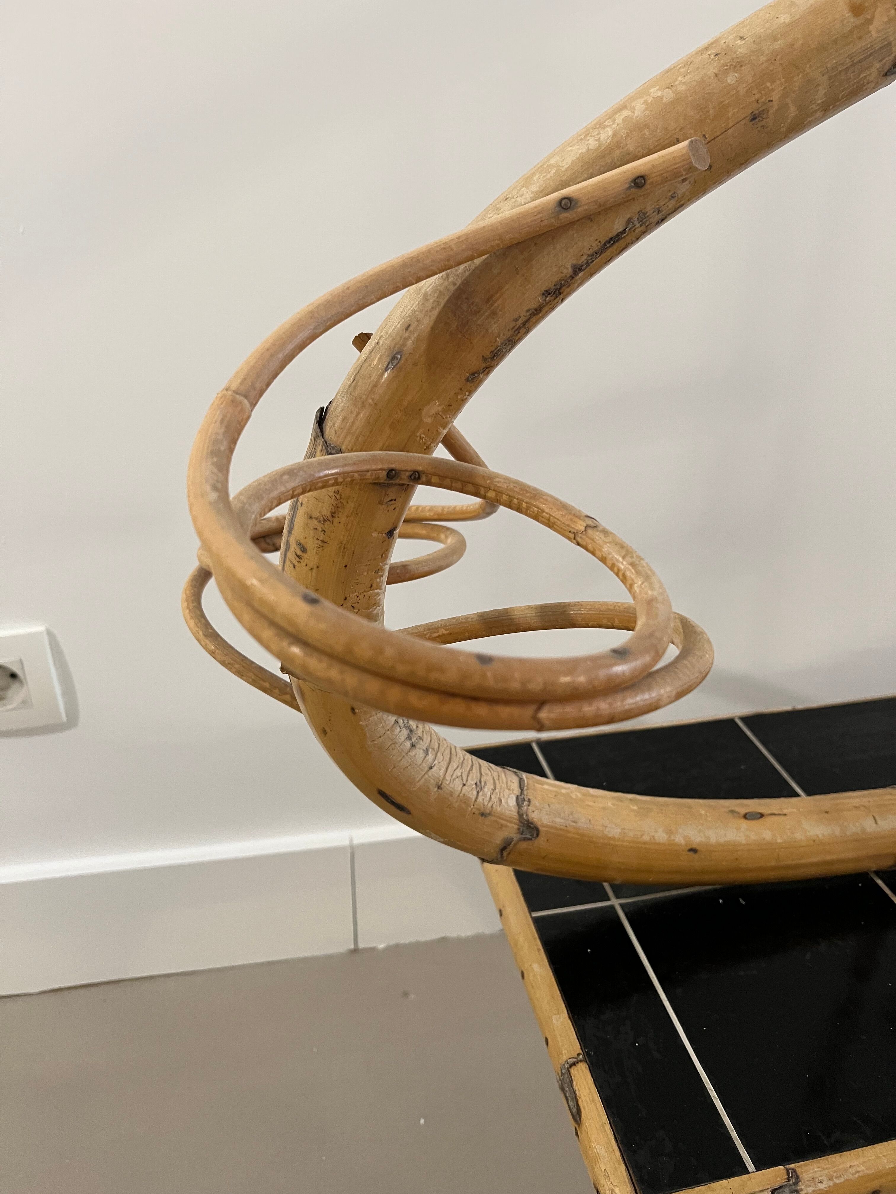 Vintage rattan plant door coffee table