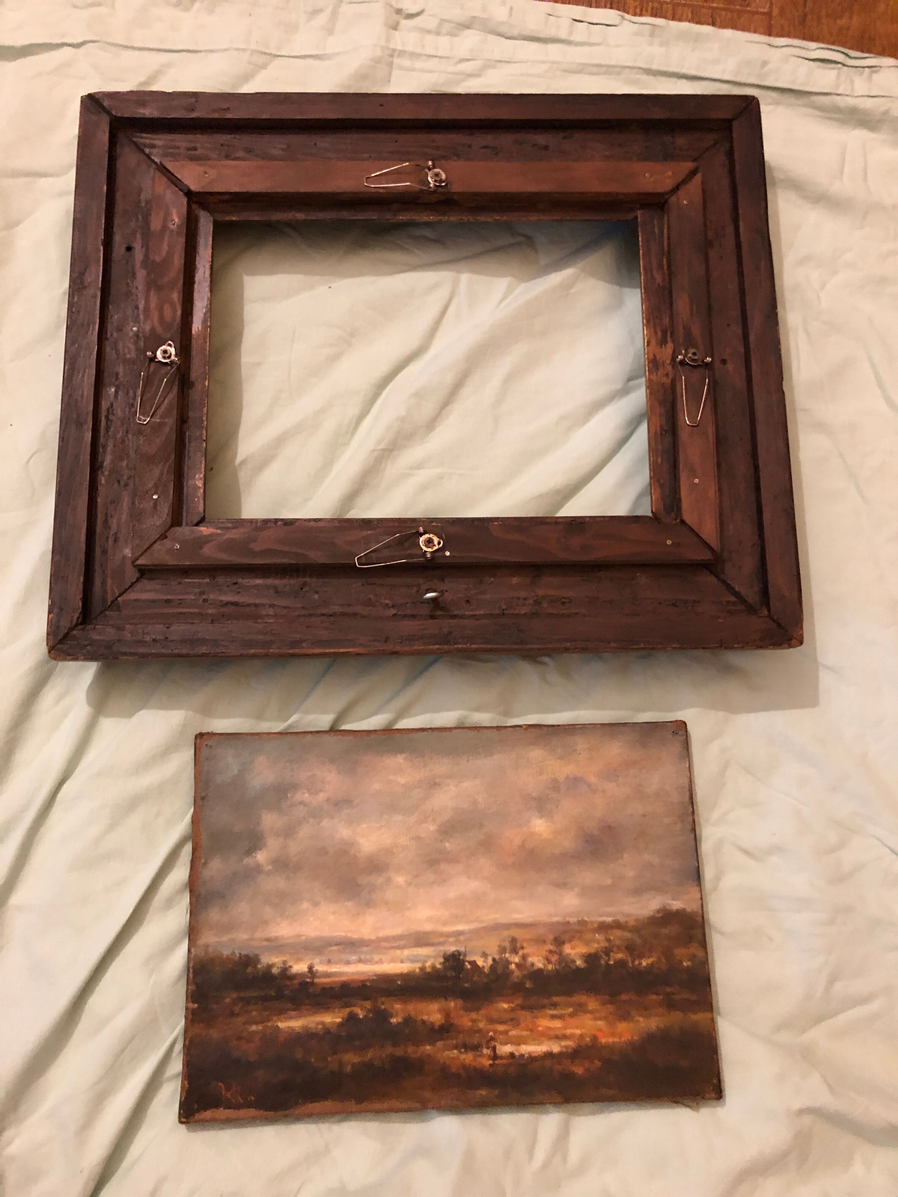 Oil painting and frame early 19th century