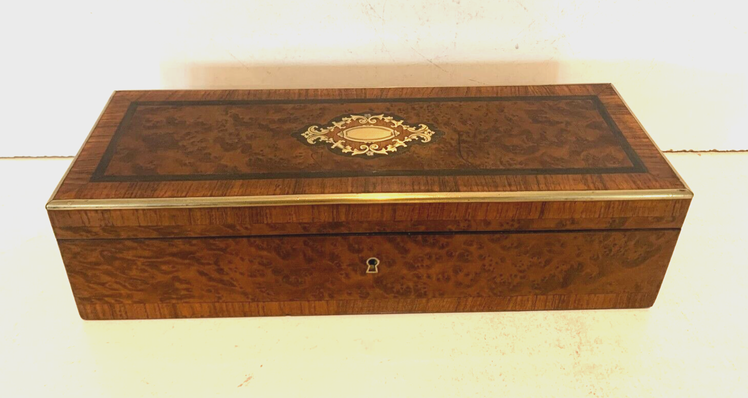 Blackened wooden glove box Napoleon III marquetry Boulle XIX century