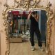 Golden wooden mirror in Louis XV style
