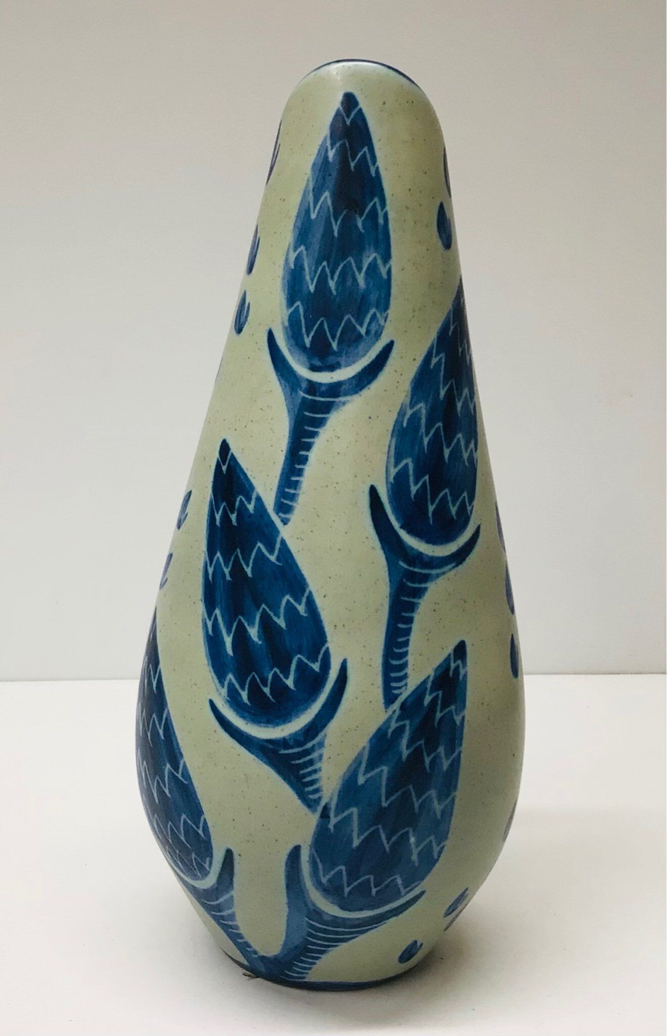 Vintage ceramic pitcher blue by Einar Johansen Soholm 1960 Denmark