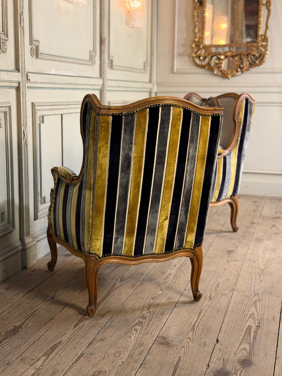 Pair of carved wooden armchairs, 20th century