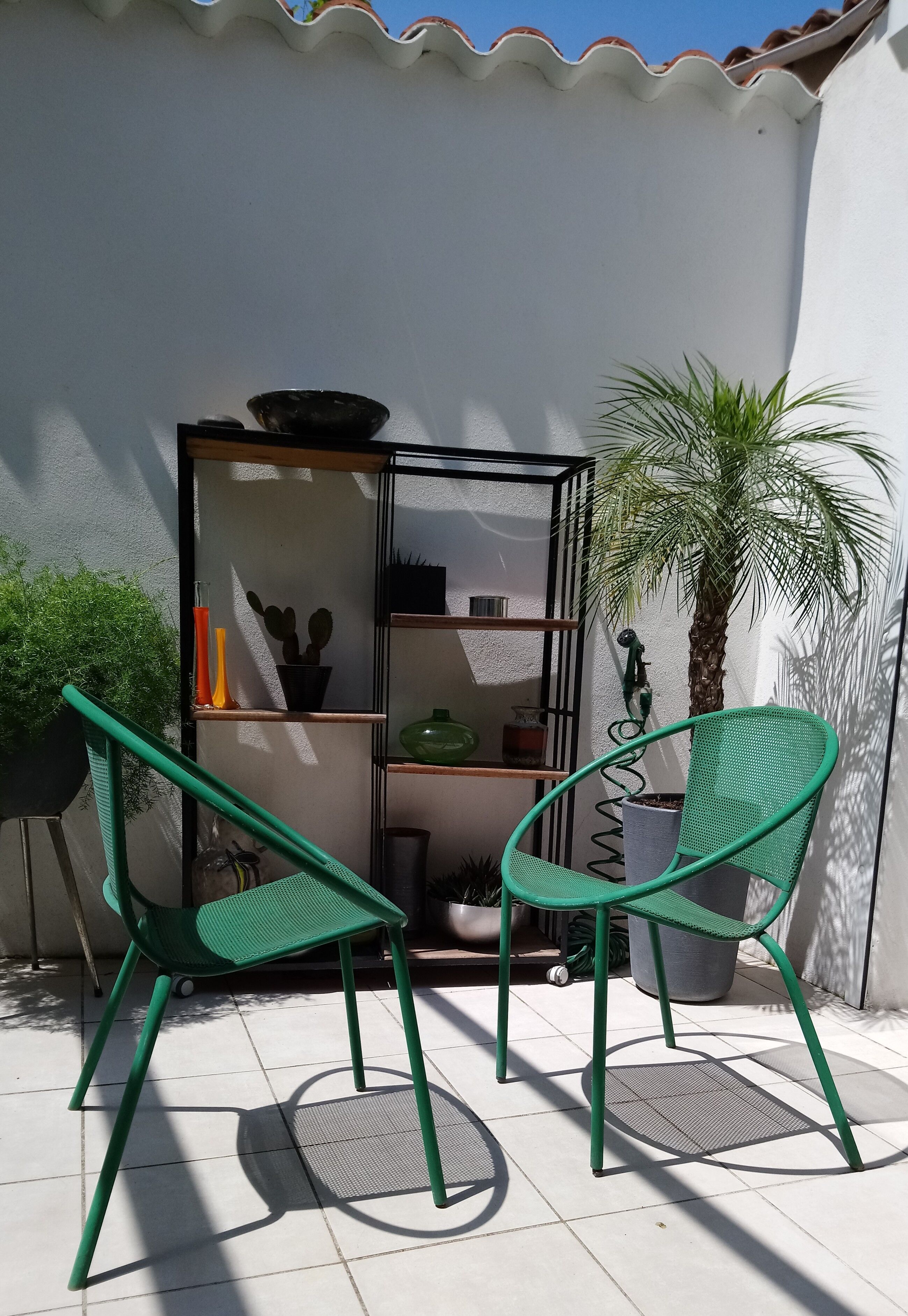 Pair of chairs half moon garden 80s Italian design