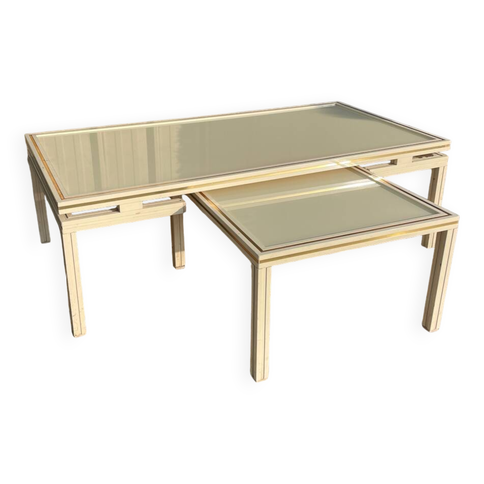 2 vintage 1970s ivory coffee tables