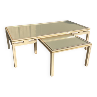 2 Tables basses vintage 1970 couleur ivoire