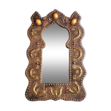 Moroccan wooden mirror decorated with brass, 70s