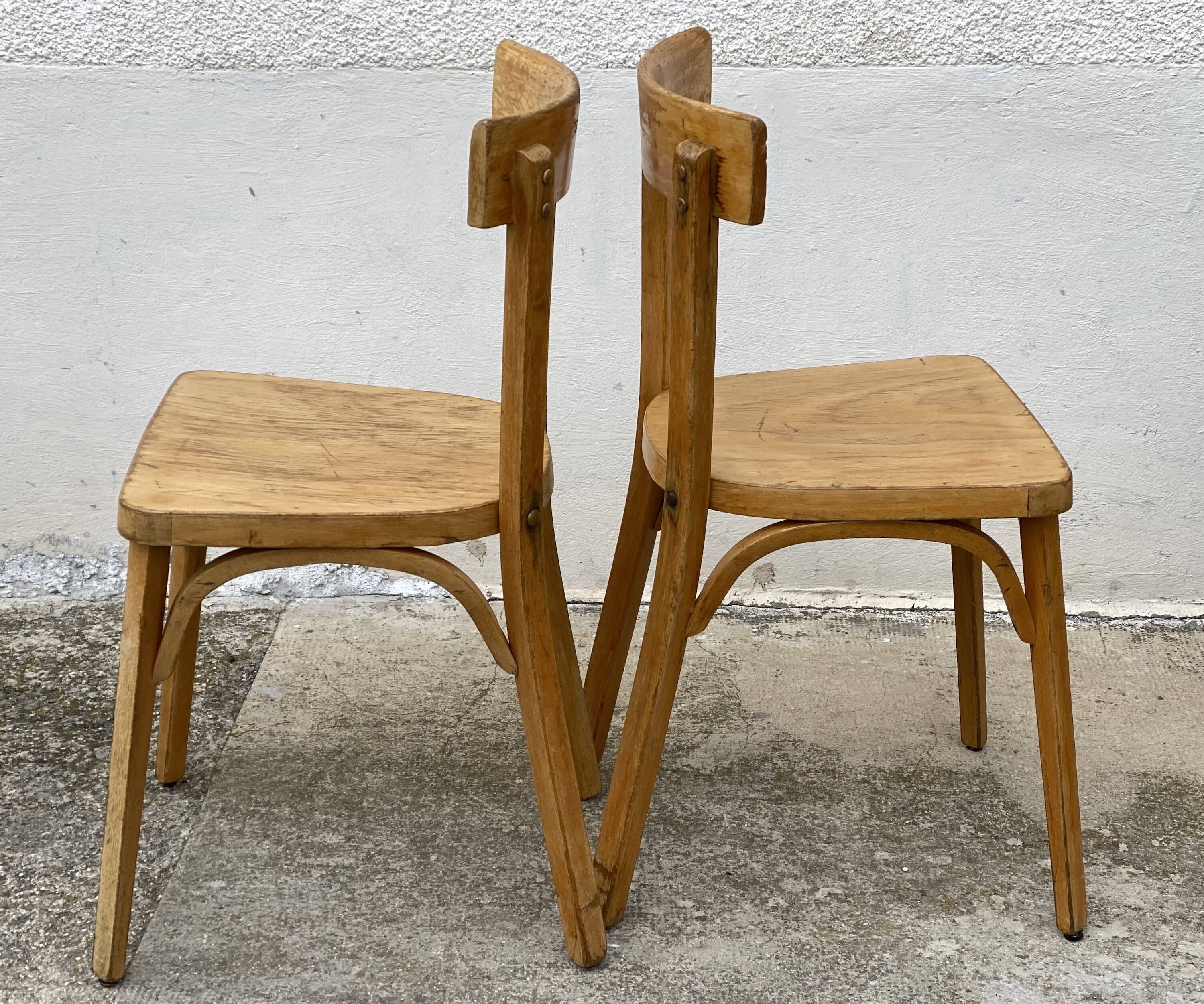 Série de 4 chaises bistrot BAUMANN vintage 1970