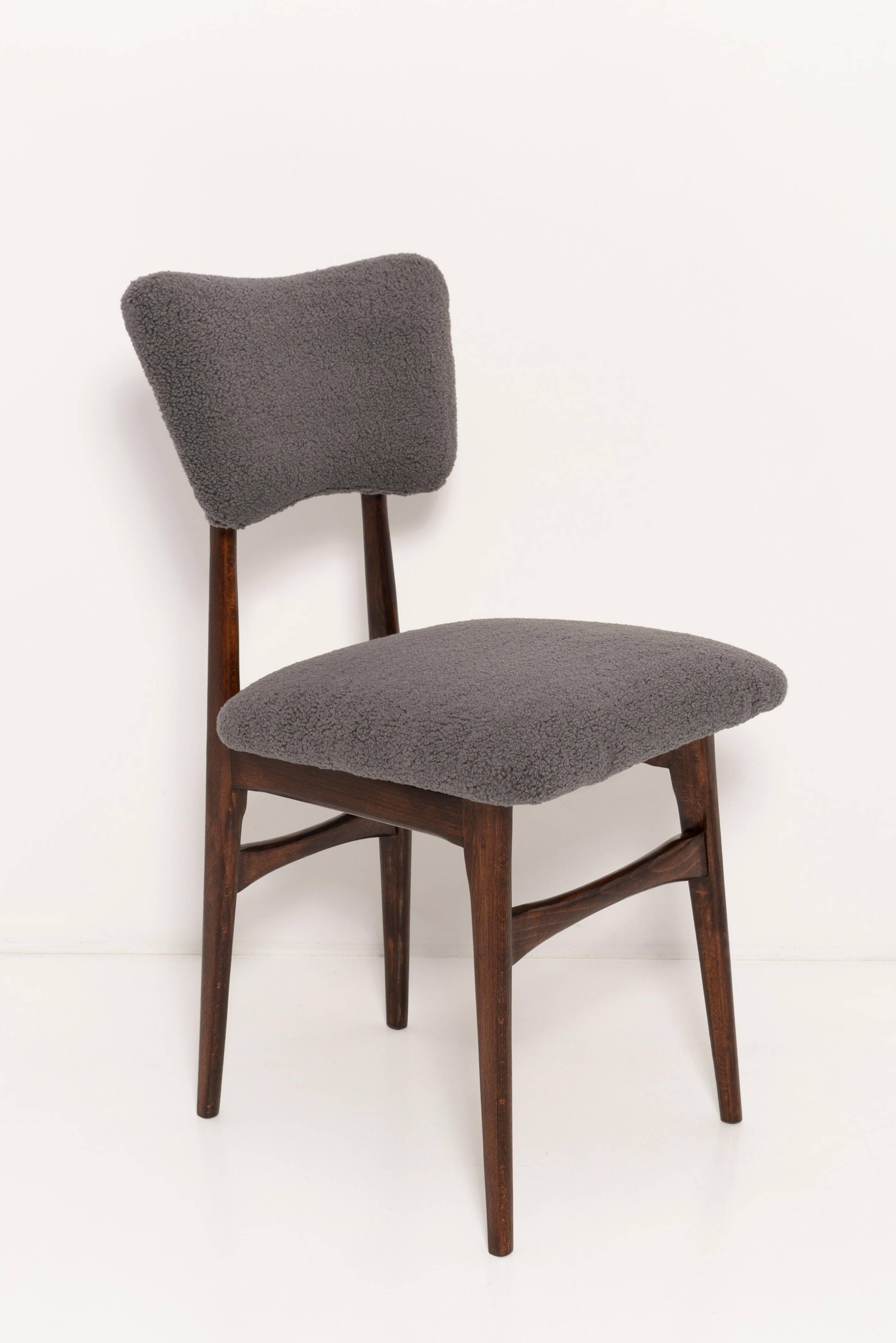 Chaise bouclée gris foncé du 20ème siècle, 1960