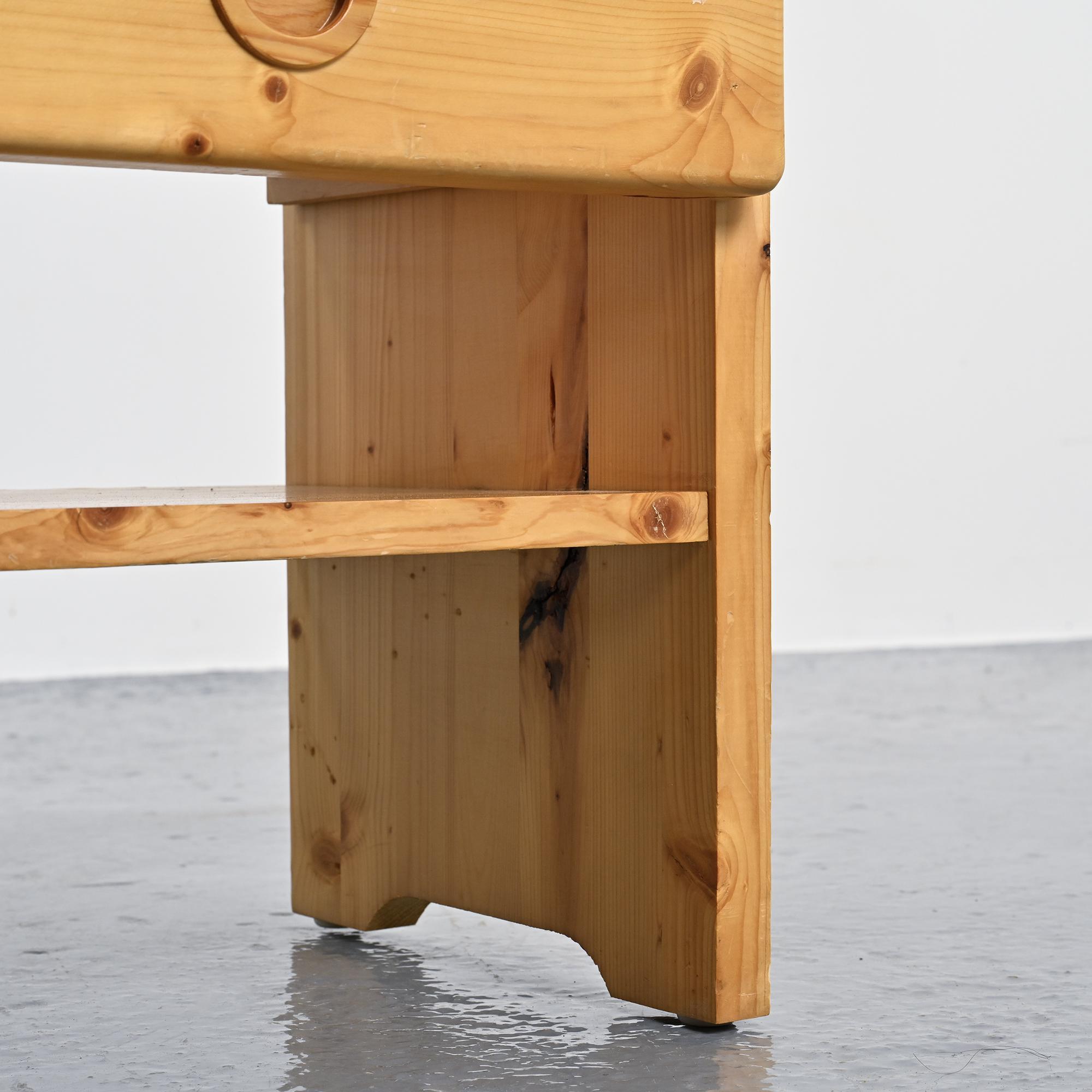 Pair of bedside tables from Arcs in solid pine, circa 1975.