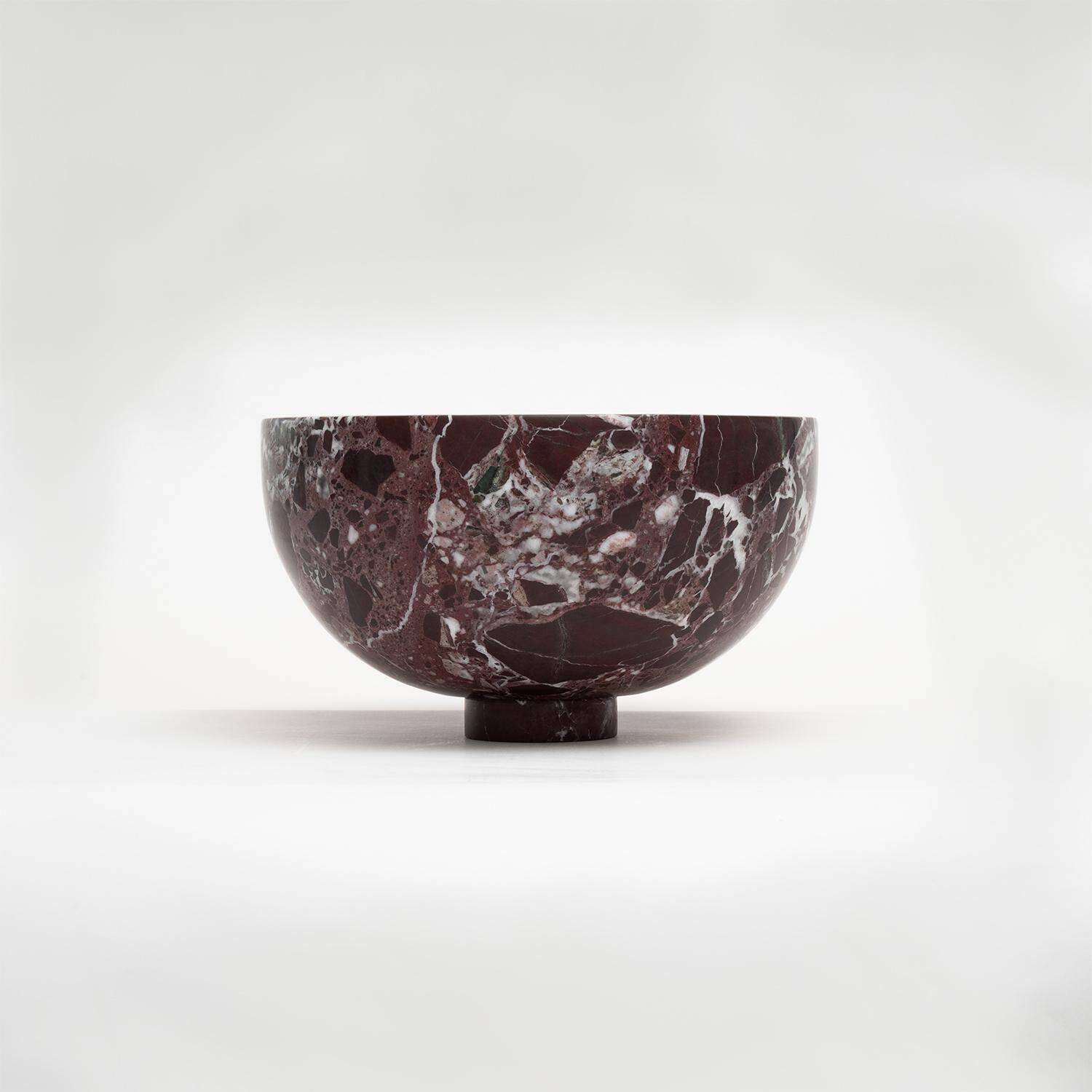 Rosso Levanto marble fruit bowl