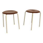 Set of 2 teak and metal stools, Sweden, 1960.