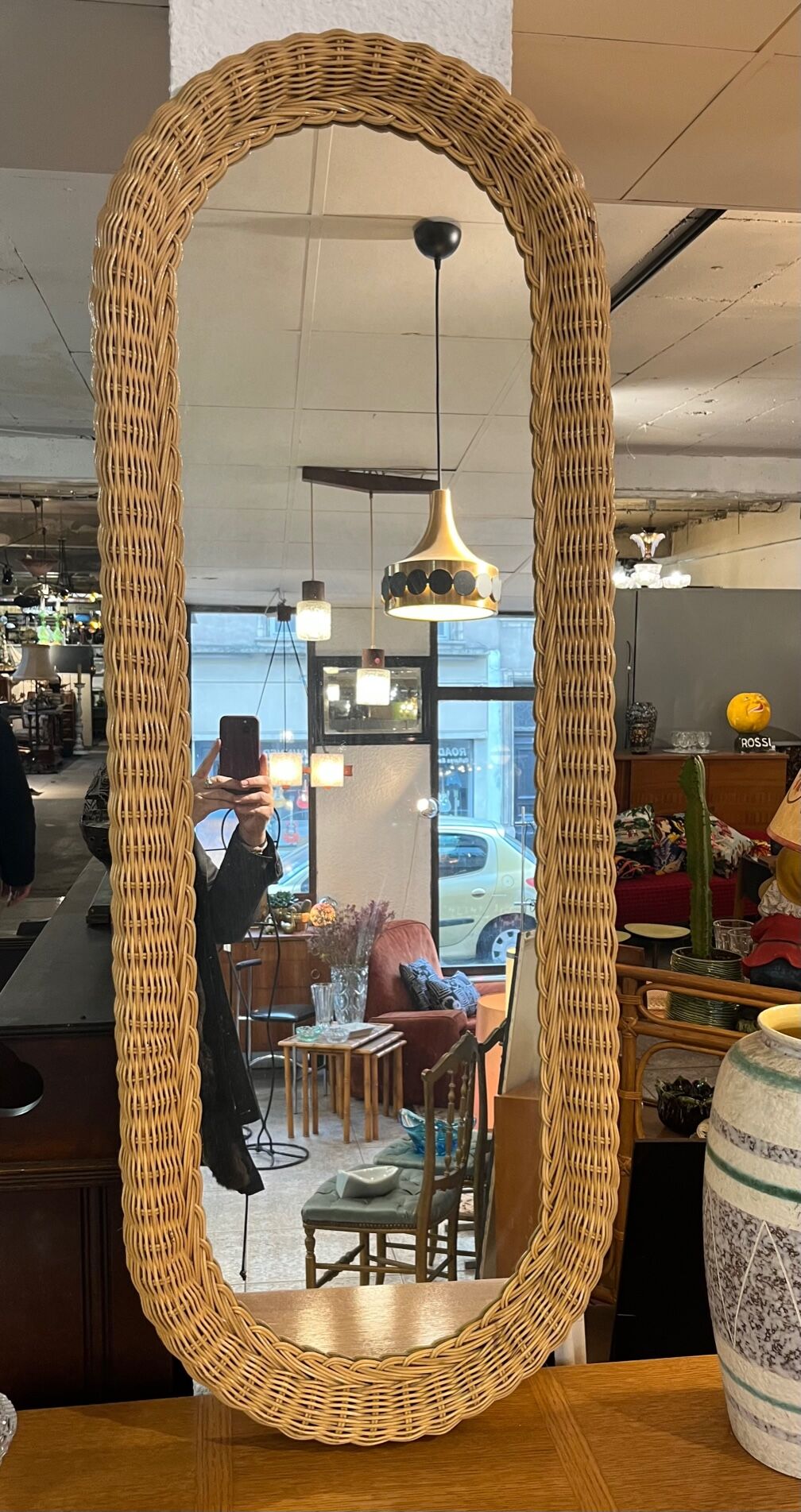 large wicker mirror