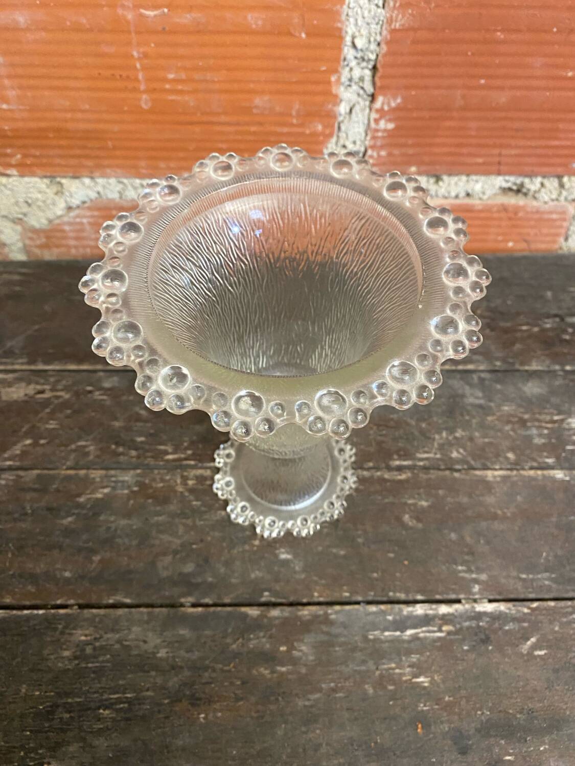 Masserini barocco fruit bowl pair moulded glass bead row vintage