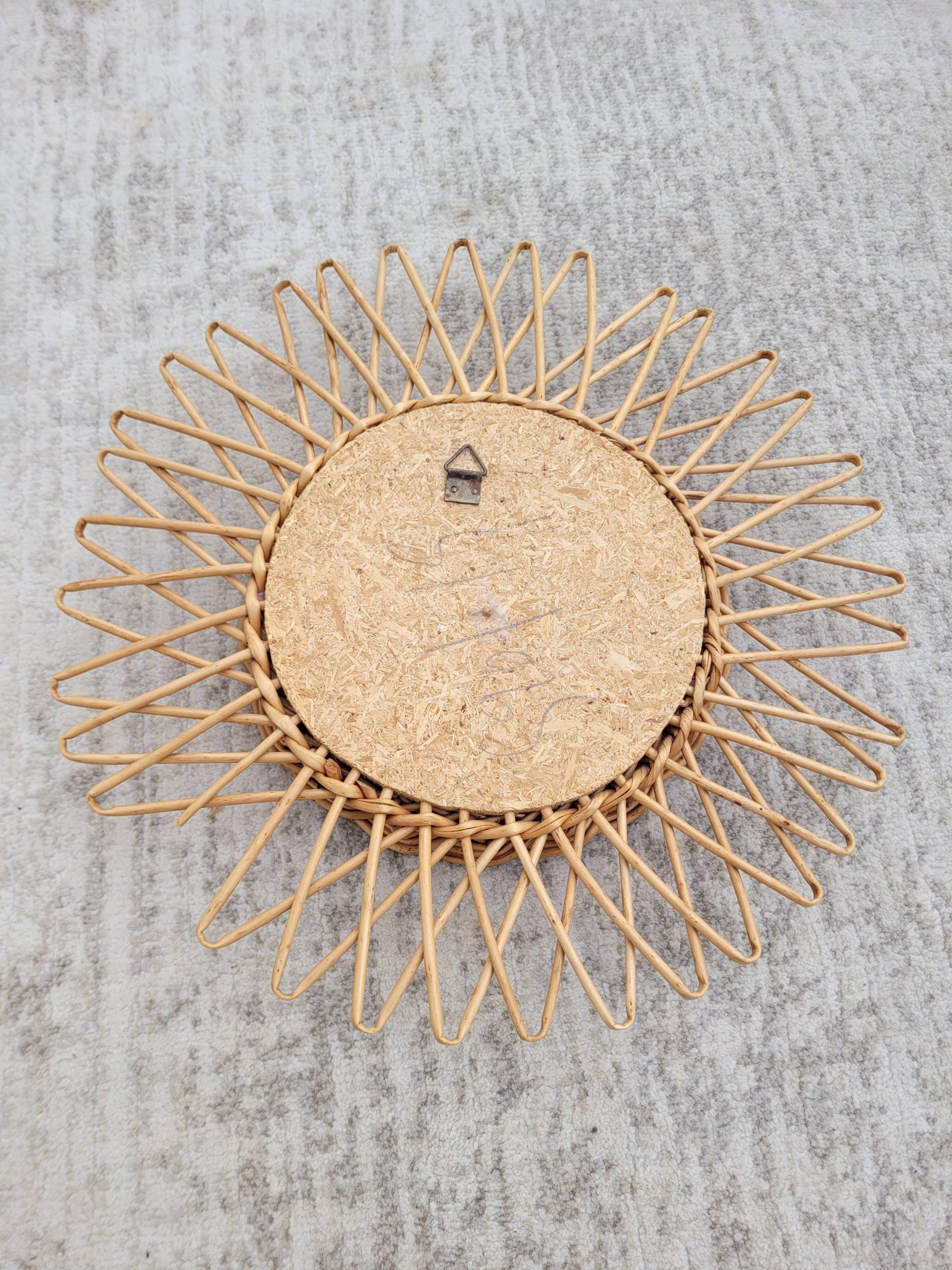 Small rattan sun mirror 1970
