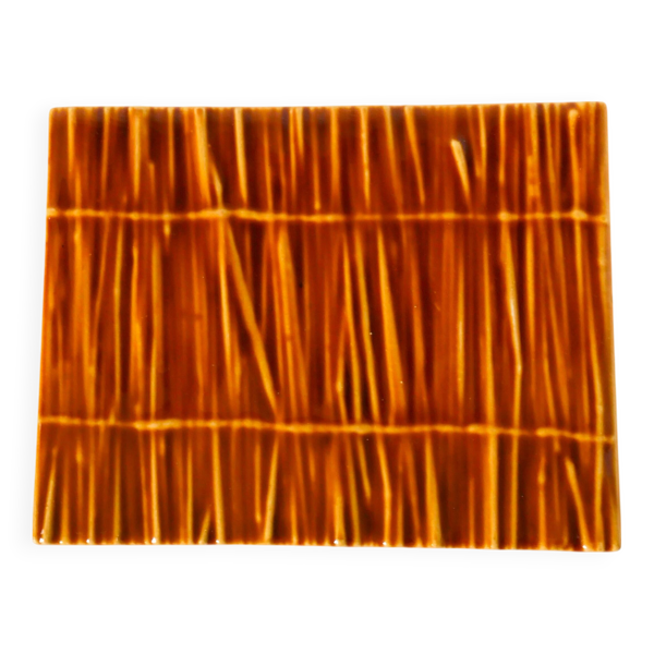 Grand dessous de plat en barbotine, modèle ''Bambou'', Design, 1970