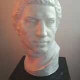 Patinated plaster man head.