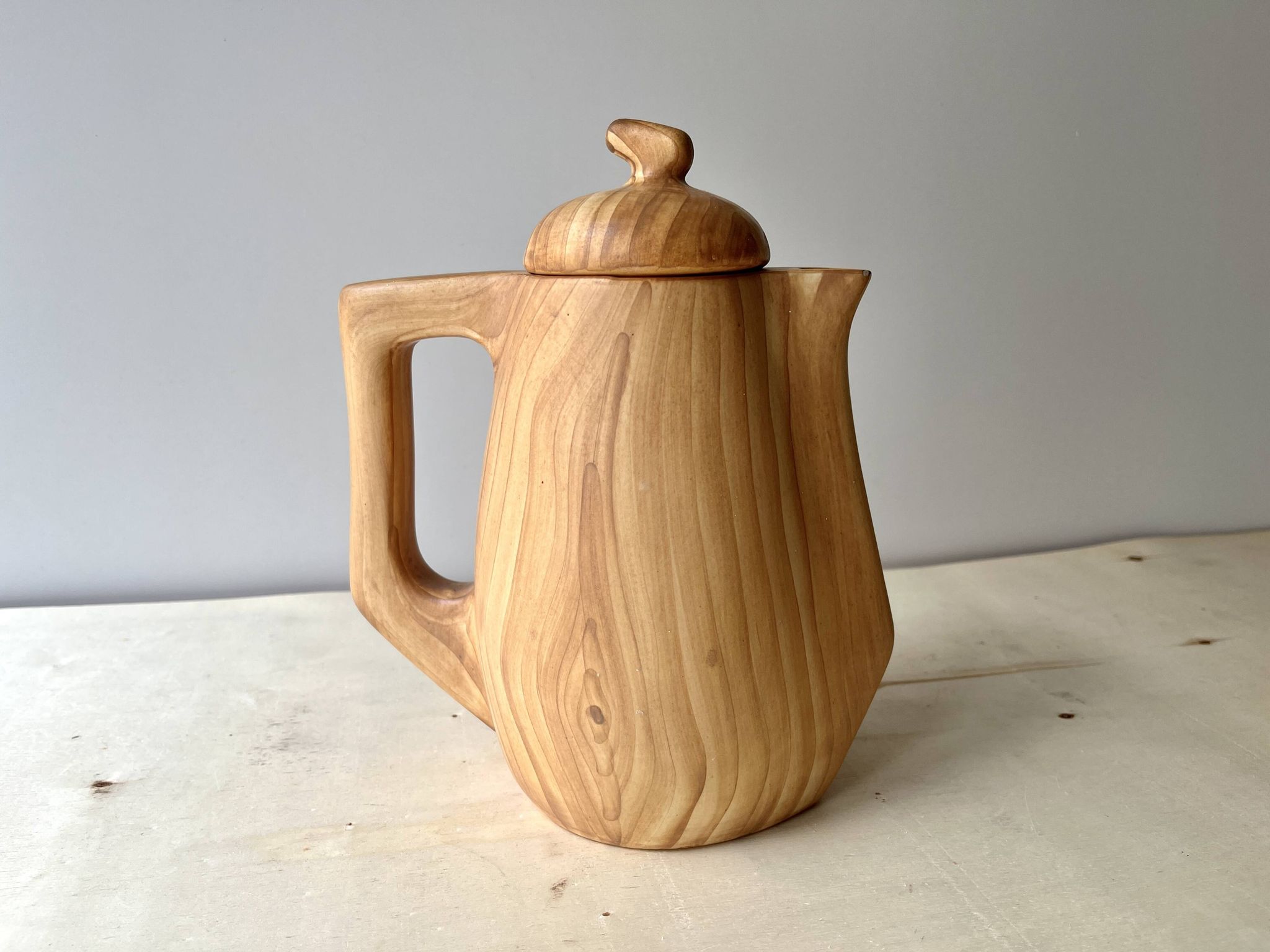 Vintage Grandjean Jourdan Vallauris faux wood coffee maker + sugar bowl
