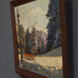 Oil on canvas by André Marait 1921 landscape flower garden XXth