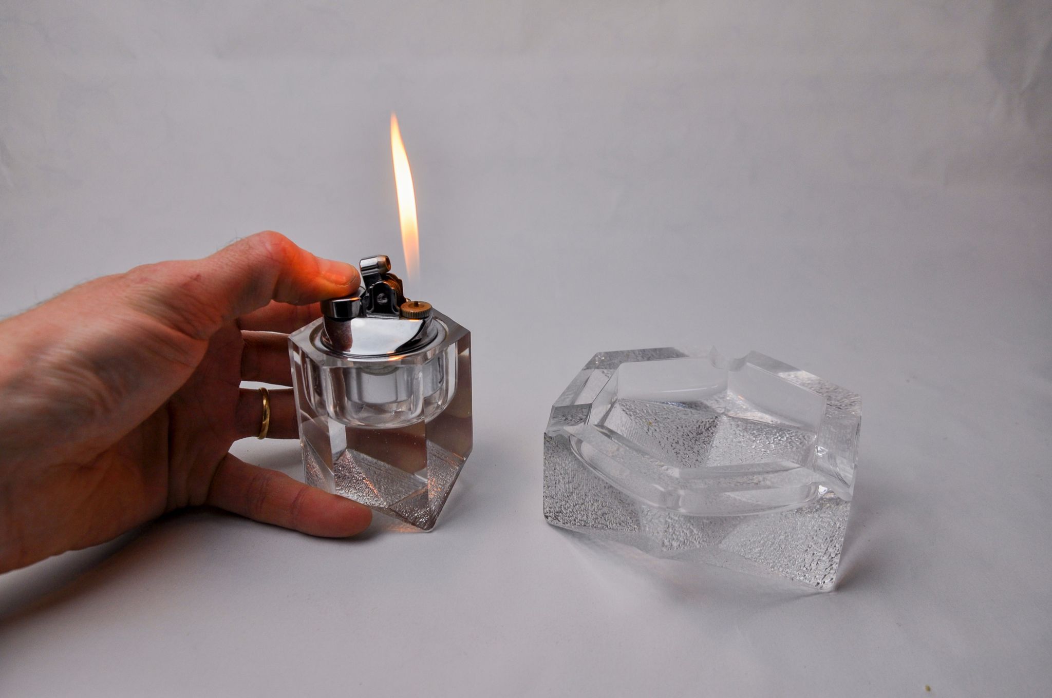 Briquet et cendrier par Antonio Imperatore, verre de murano, italie, 1970