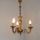 Quality Stamped Bronze French Mid-Century 3-Light Traditional Chandelier