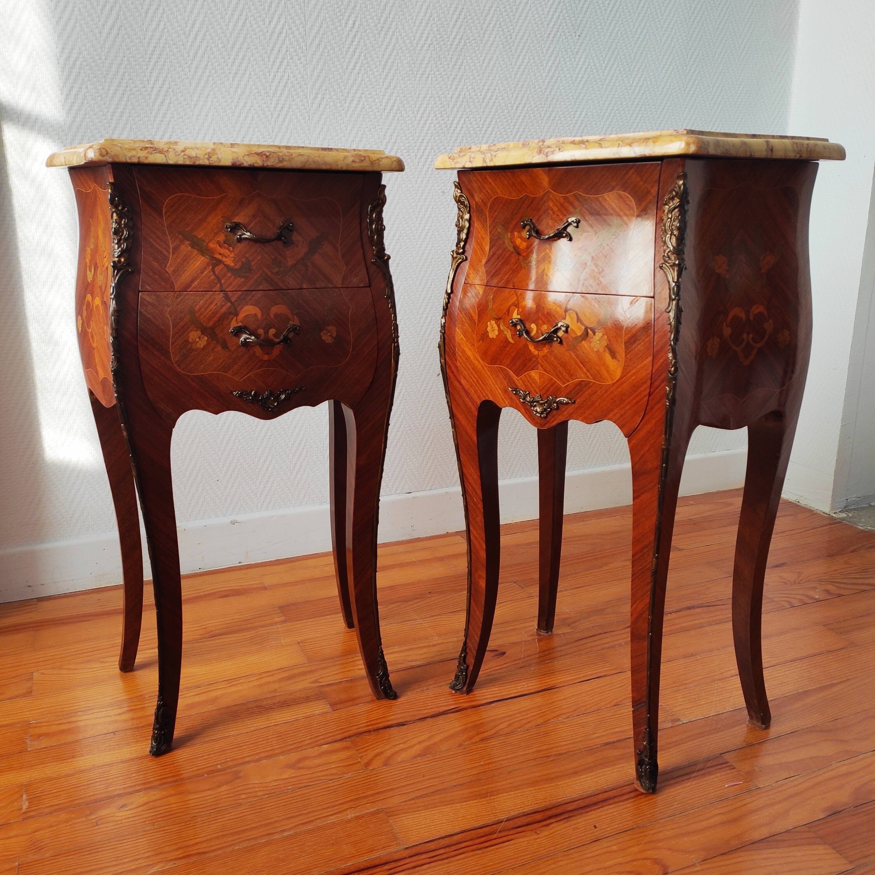 Pair of Louis XV style bedside tables