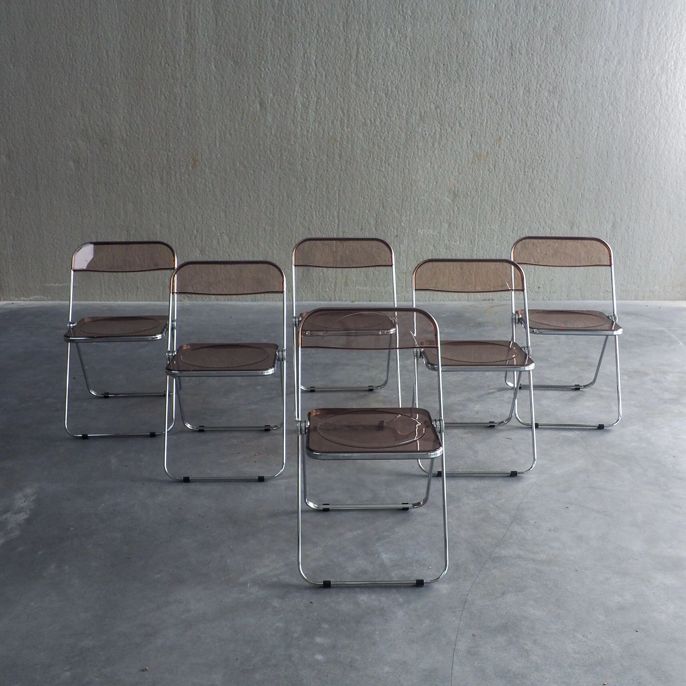 6 Plia folding chairs by Giancarlo Piretti for Anonima Castelli