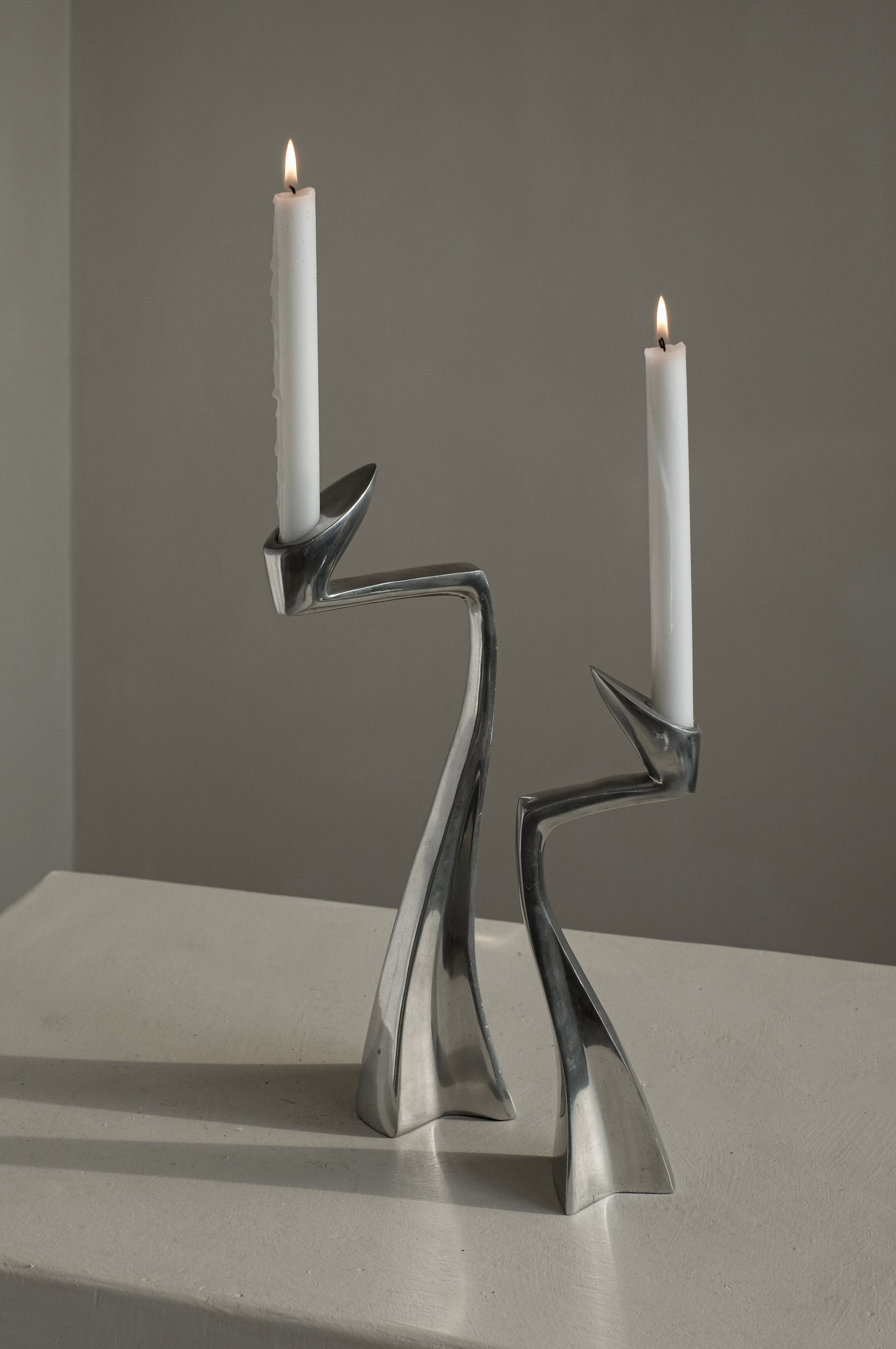 Pair of candleholders by Matthew Hilton 80s