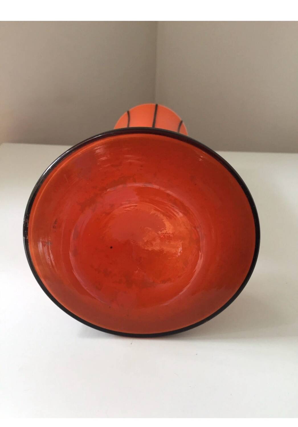 Beautiful orange art deco black glass vase