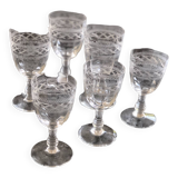 6 Verres anciens en cristal gravé