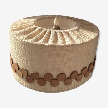 Suspension style scandinave en jute avec bois, années 70