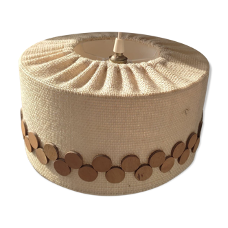 Scandinavian style jute pendant lamp with wood, seventies
